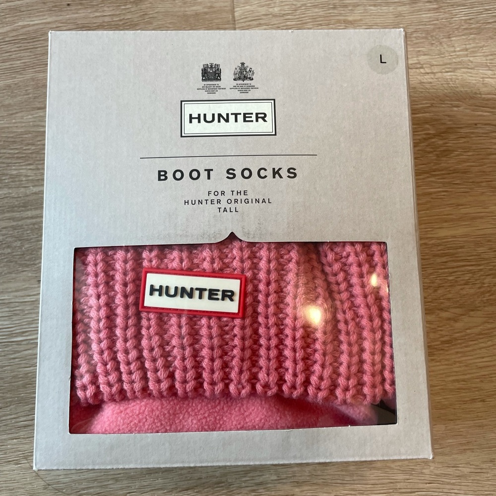Hunter Boot Socks Pink knit) Large (fits size 7-9) for Tall Hunter Boots